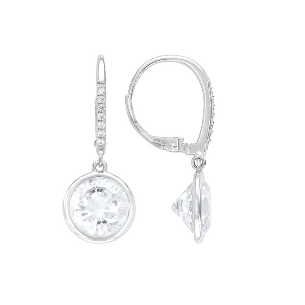 NWT - White Cubic Zirconia Rhodium Over Sterling Silver Earrings 13.71ctw